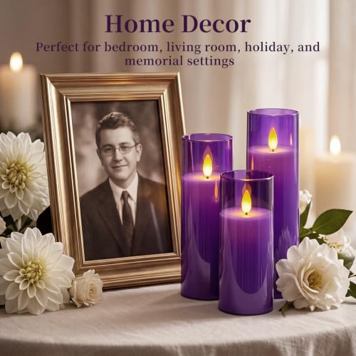 Purple Flameless LED Pillar Candles (9 Count)
