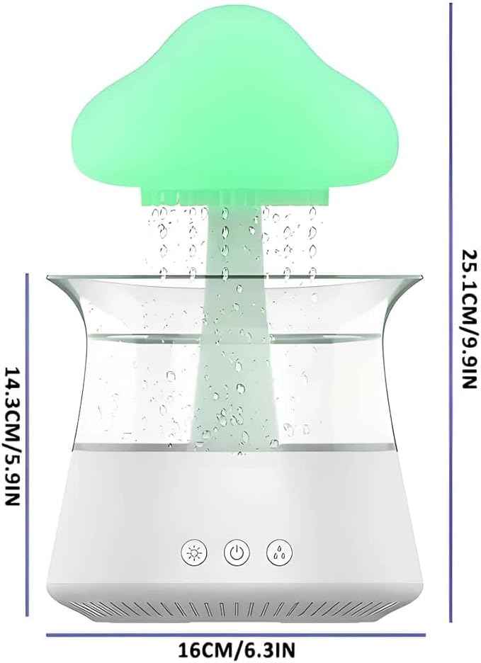 Rain Cloud Mushroom Humidifier Lamp – Soothing Waterfall Night Light with Rain Sounds, Sleep Aid & Relaxation Desk Lamp, Ideal Gift for Kids, Men, Women – Perfect for Birthday, Holiday
