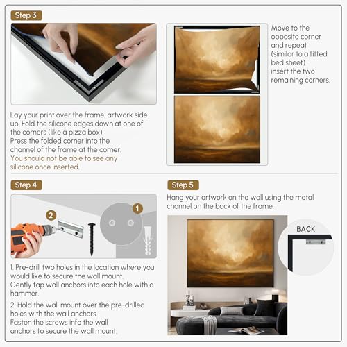 60"x72" Extra Large Framed Wall Art Golden Horizon Abstract Landscape Warm Brown and Amber Sky Illustration for Home Living Room Bedroom Decor