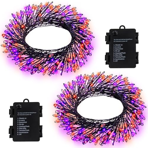 2 Pack Total 20Ft 400 LED Battery Operated Halloween Fairy Lights (400 Count)