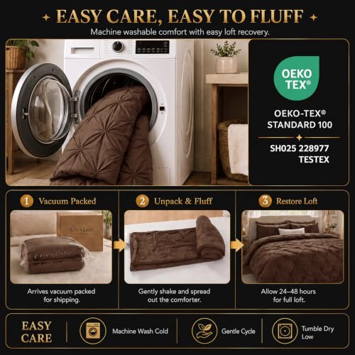 Oversized Queen Comforter Set Brown