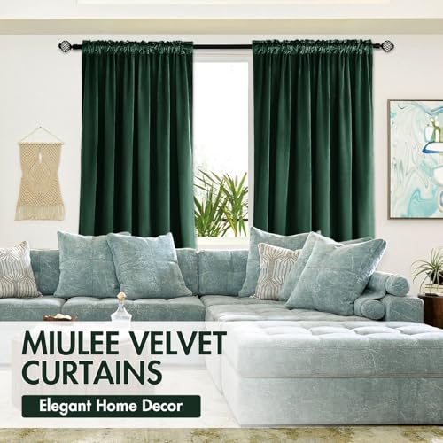 Emerald Green Blackout Velvet Curtains Drapes 84 Inch Long 52"x84" (2 Count)
