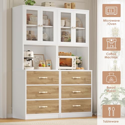 71“ Tall Kitchen Pantry Storage Cabinet with Microwave Stand