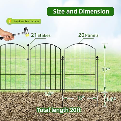 Metal Garden Fence 17 in x 20 ft