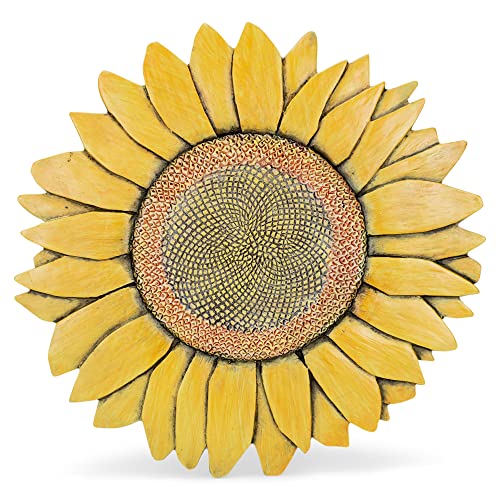 NAT & Jules Sunflower Shaped Dimensional Indoor Outdoor 12 inch Cast Resin Decorative Garden Stepping Stone