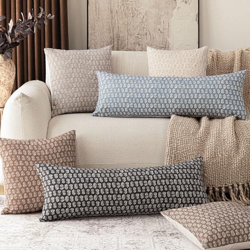 Long Floral Print Lumbar Throw Pillow Cover 14×36 Inch