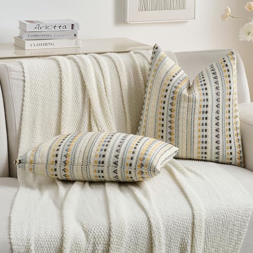Pack of 2 Boho Throw Pillow Covers 20x20 Inch (2 Count)