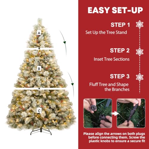 6 ft Prelit Snow Flocked Christmas Tree with 250 Warm White LED Lights