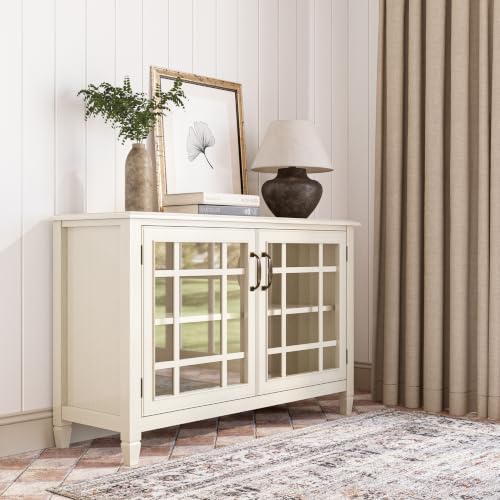 Connaught 46" Wide Solid Wood Low Cabinet in Antique White