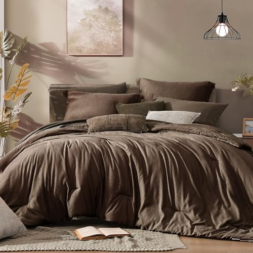Full Size Comforter Set 7 Pieces Chocolate Brown Bed in a Bag