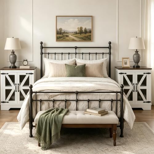 Farmhouse End Table Set with Charging Station Set of 2