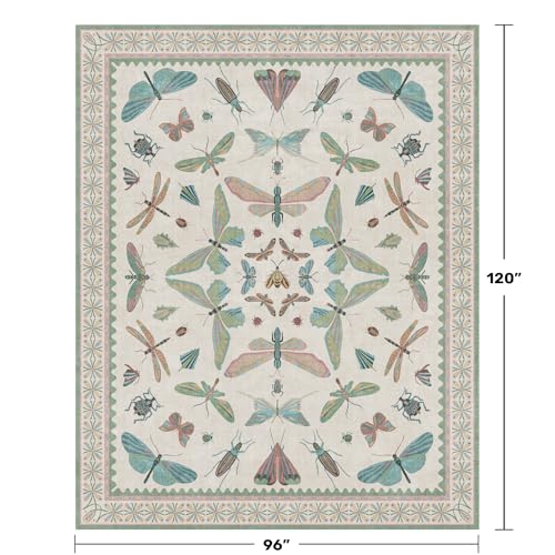 Green Butterfly Rugs for Girls Bedroom (80 Sq Ft)