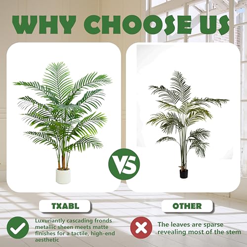 2 Pack Artificial Palm Tree Indoor Plant 4FT Tall Fake Tropical Palm Tree in Pot