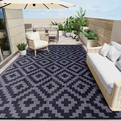 Outdoor Rug 8x10 ft Waterproof Reversible Mat