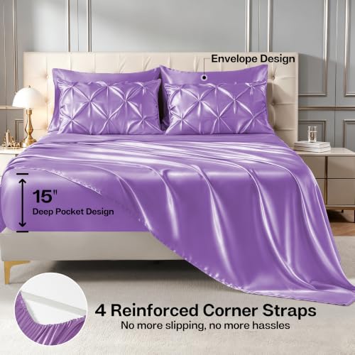 Satin Full Size Comforter Set Lavender