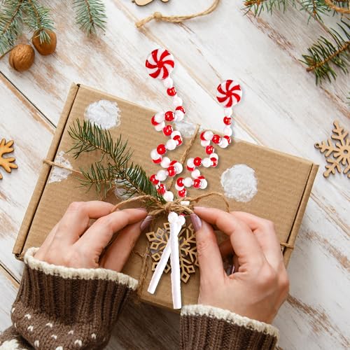 36 Pcs Christmas Curly Pick Red White Christmas Picks Christmas Tree Pick Candy Cane Christmas Decorations Christmas Tree Candy Shape Ornaments for Home Vase Wreath DIY Craft Xmas Tree Topper (4.8 Ounce)