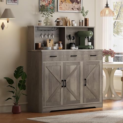 Farmhouse Sideboard Buffet with Microwave Stand