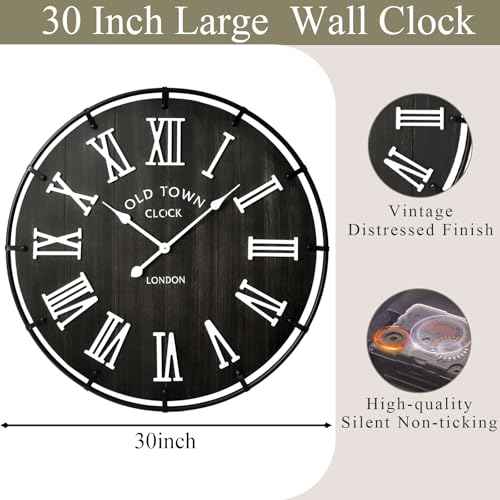 Inch Large Black Wall Clock