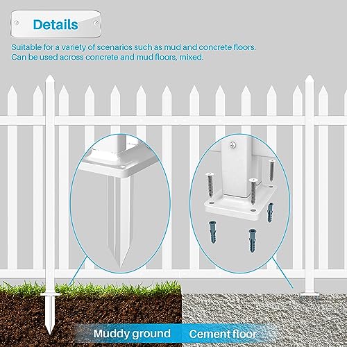 2 Sets White Vinyl Picket Fence Panels 36" H x 84" W PVC Garden Fences Plastic Decorative for Yard Porch Deck Pool Dog Temporary Fencing