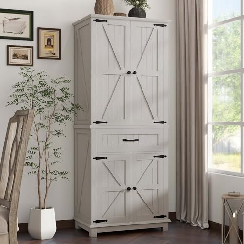 72" Kitchen Storage Cabinet with Drawer and Adjustable Shelves