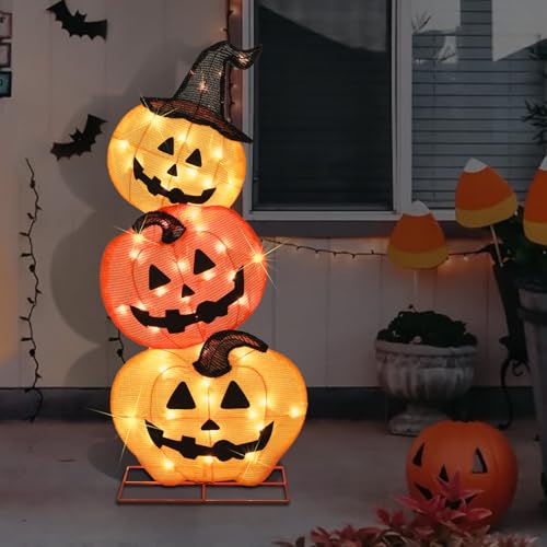 Halloween Lighted Stacked Pumpkins Decoration (Stacked Pumpkins)