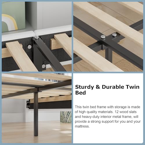 Twin Bed Frame with Storage Drawer