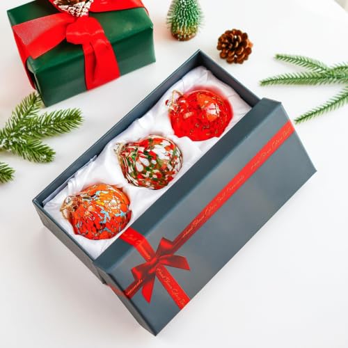 Set of 3 Hand Blown Glass Ball Ornament 2.3in Hanging Glass Gazing Balls
