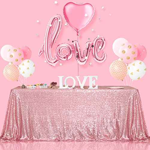 Sequin Tablecloth 60x102 Inch Fuchsia Pink for Wedding Party