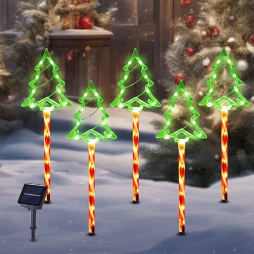 Solar Christmas Tree Pathway Lights Outdoor Decorations