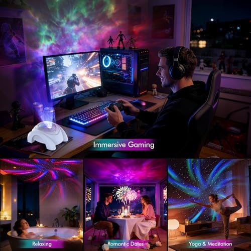 Dual Lens Galaxy Star Aurora Projector Night Light for Bedroom