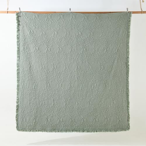 Sage Green Ruffled Quilt Twin Size