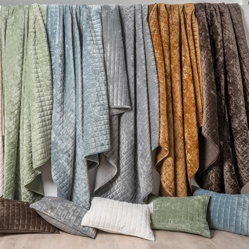 Channel Box Stitch Velvet Quilt Set