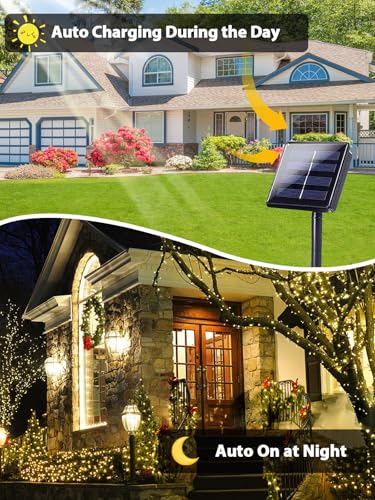 Solar String Lights Outdoor 6 Pack 600 LED 198FT Christmas Light Warm White (6 Count)