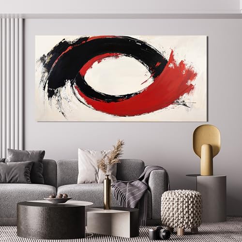 Abstract Wall Art Decor Black Red Wall Art Picture for Living Room 24"x48"