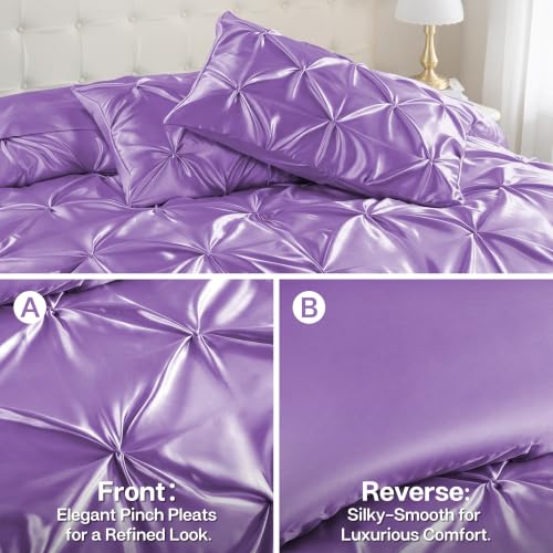 Satin Twin Comforter Set Lavender