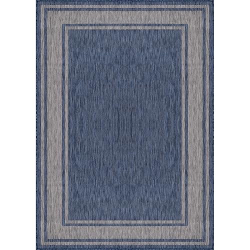 Outdoor Rug 5x7 Modern Bordered Area Rugs for Indoor and Outdoor Patio Deck Porch Garden Waterproof Weather Sun Resistant Washable Outside Carpet (35 Sq Ft)