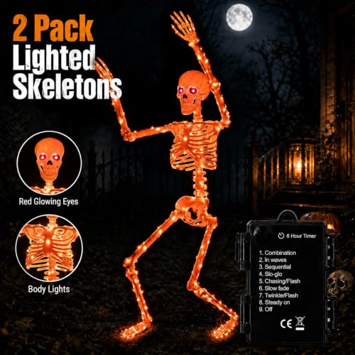 Halloween Decorations Outdoor Skeletons Set (Orange)