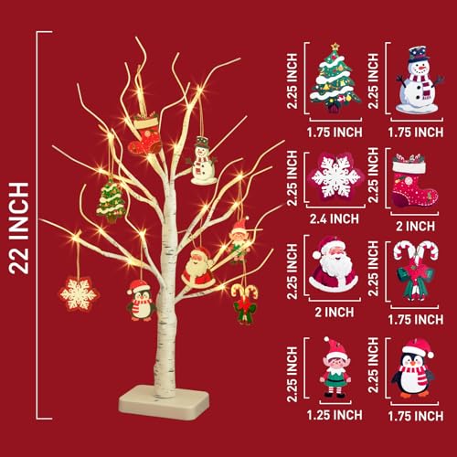 Lighted Birch Tree with Ornaments