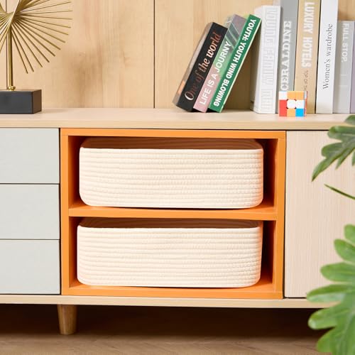 Large Shallow Organizing Baskets 15x11x5.1 Inches (3 Count)