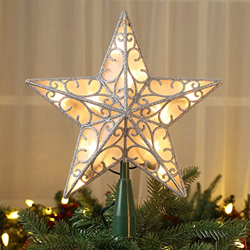 Silver 3D Christmas Star Tree Topper