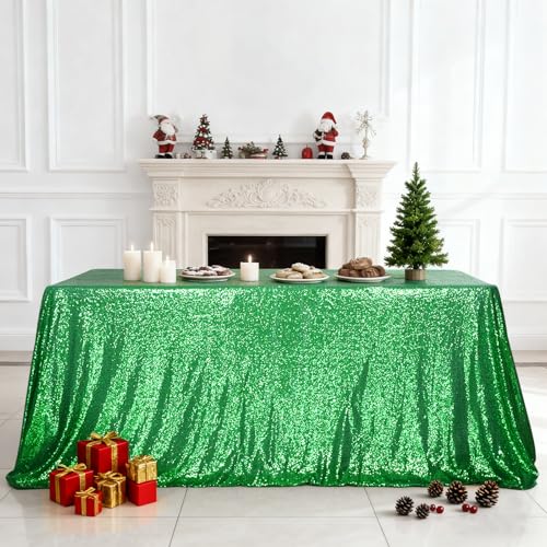 Sequin Tablecloth 50x72 Inch Green for Wedding Party
