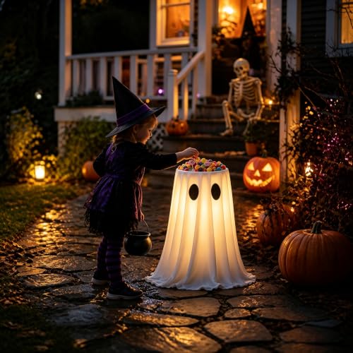 30" Glowing Ghost Candy Bowl Stand (LED-GHOST-CANDY-HOLDER)