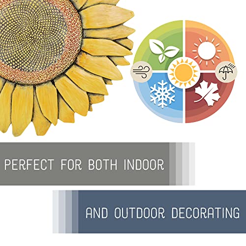 NAT & Jules Sunflower Shaped Dimensional Indoor Outdoor 12 inch Cast Resin Decorative Garden Stepping Stone