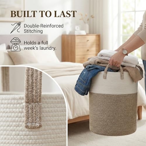 80L Cotton Rope Laundry Basket Hamper