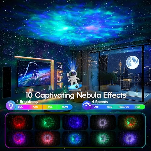 Astronaut Galaxy Projector Night Light with Rocket Lamp