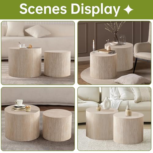 Round Nesting Coffee Table for Small Spaces