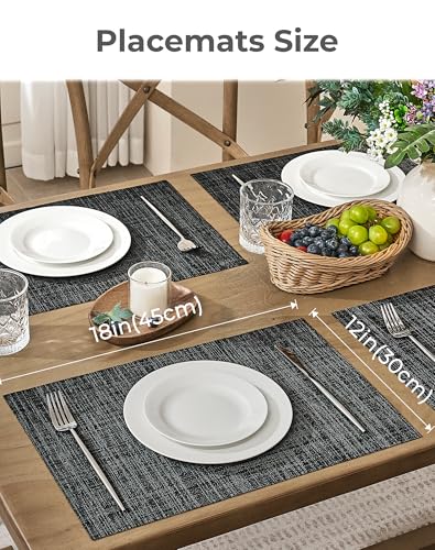 Black and Grey Woven Placemats Set of 12 (12 Count)