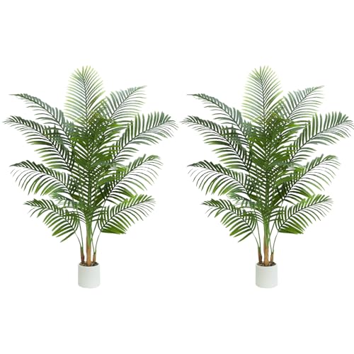 2 Pack Artificial Palm Tree Indoor Plant 6FT Tall Fake Tropical Palm Tree in Pot