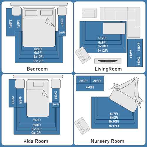 Rzutan Extra Large Rugs for Living Room 9x12
