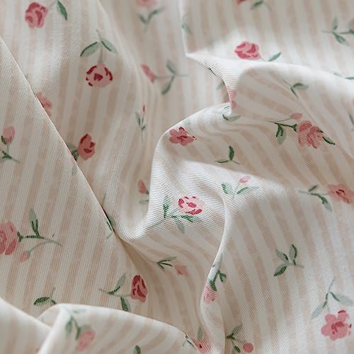 King Size Comforter Set Garden Style Pink White Floral Comforter Set Cozy Aesthetic Bedding Cottagecore Comforter Vintage Botanical Flower Comforter with 2 Bow Ties Pillowcases Fluffy Bed Set